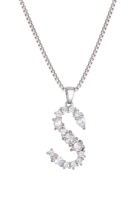 Mixed Crystal Initial Pendant Necklace