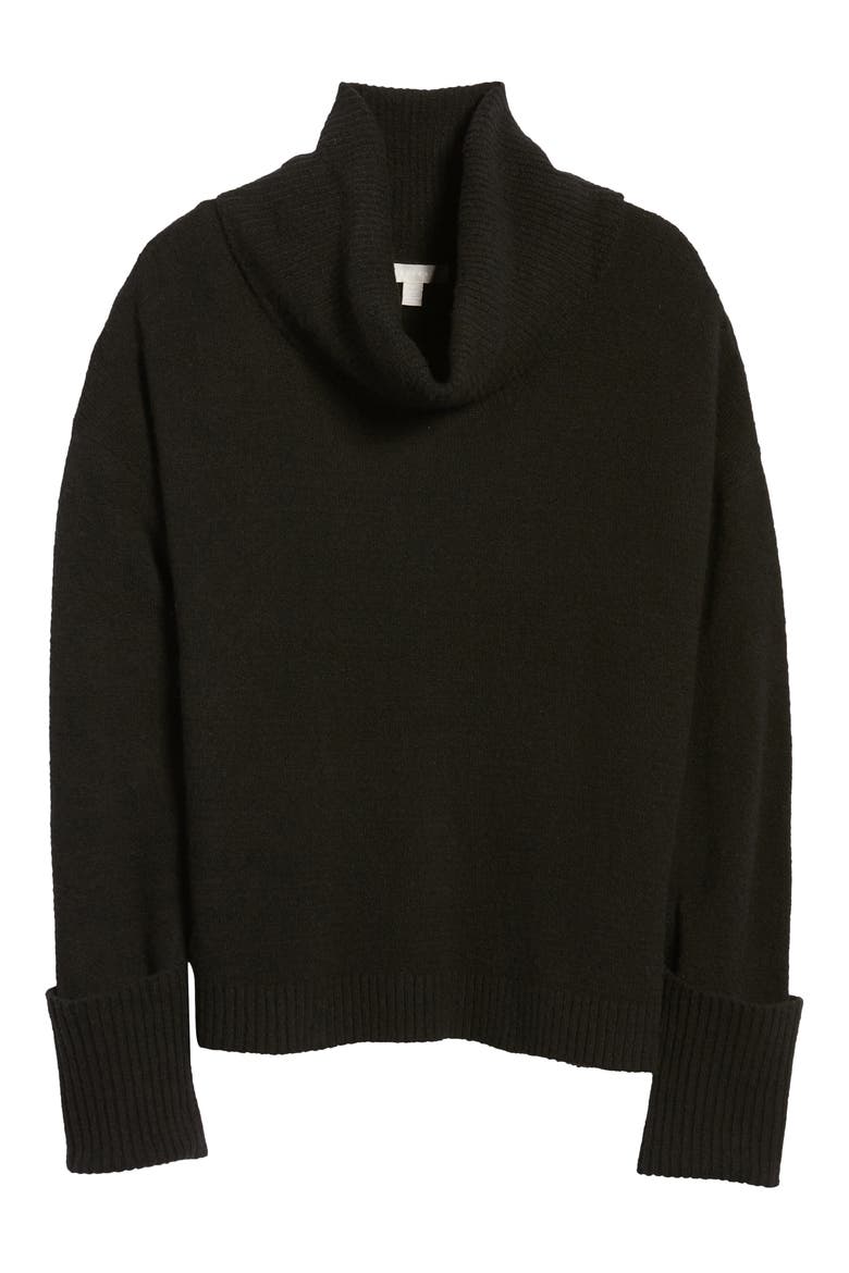 Cowl Neck Sweater, Alternate, color, BLACK