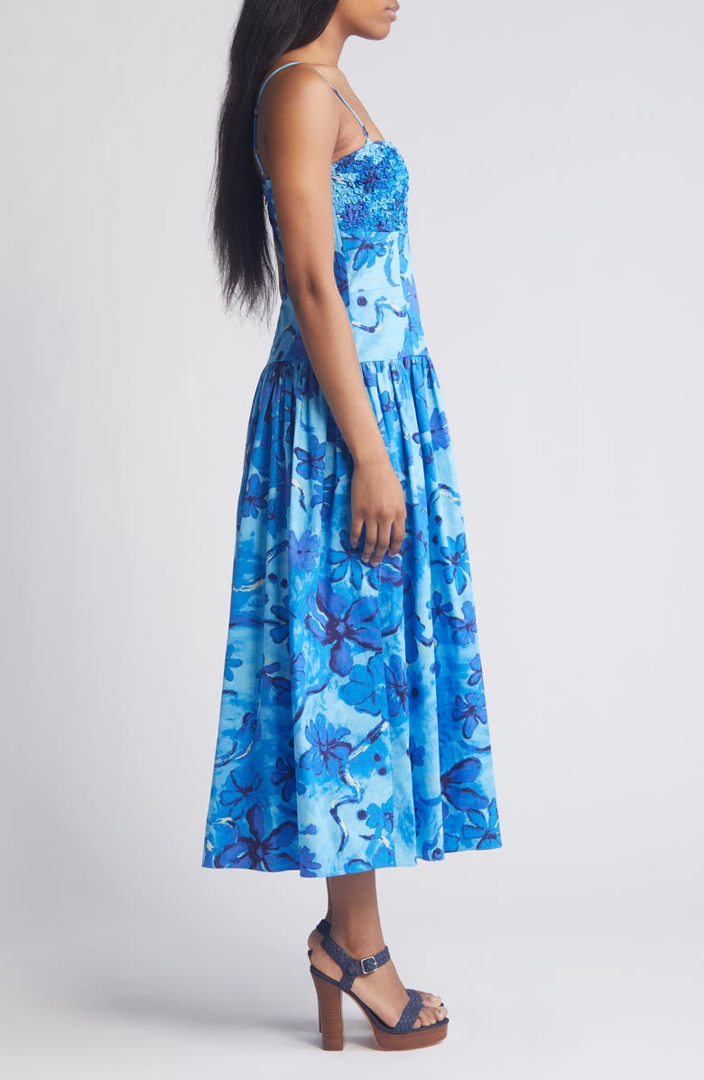 MOON RIVER Floral Print Sleeveless Sundress, Alternate, color, Blue Multi