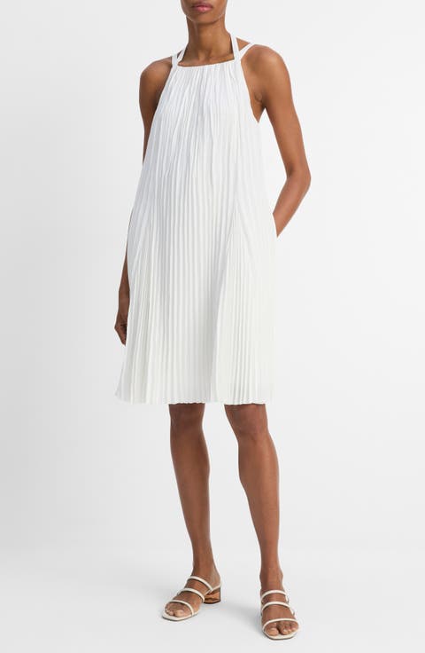 Pleated A-Line Halter Dress