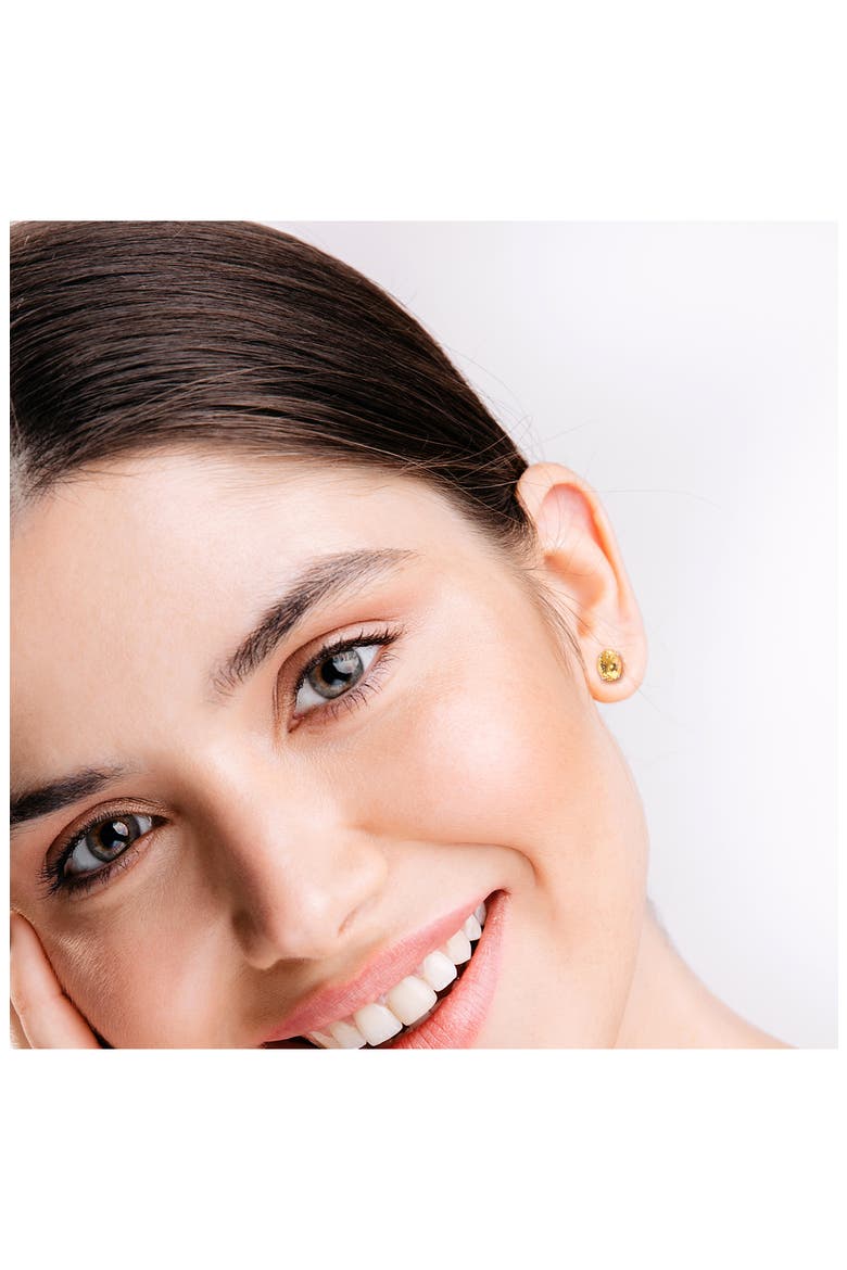 Sterling Silver Lab-Created Citrine Oval Stud Earrings, Alternate, color, YELLOW
