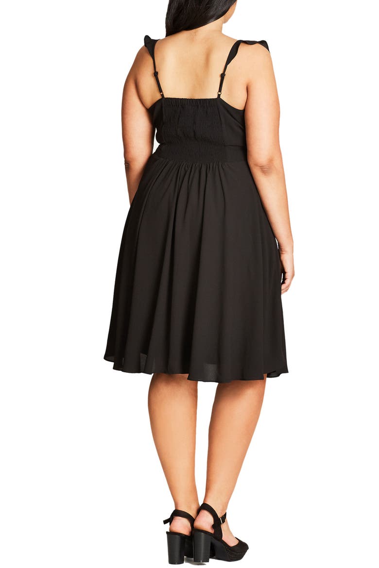 Pretty Flutter Tie Neck Dress, Alternate, color, BLACK
