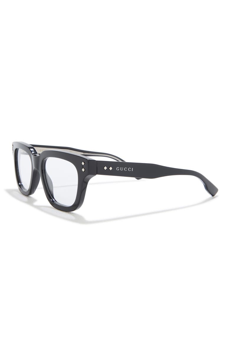 50mm Square Optical Frames, Alternate, color, BLACK BLACK TRANSPARENT