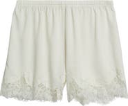 Open Edit Lace Trim Satin Shorts