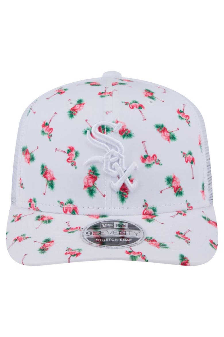 Men's New Era  White Chicago White Sox Flamingo Mesh Back 9SEVENTY Stretch-Snap Hat, Alternate, color, White