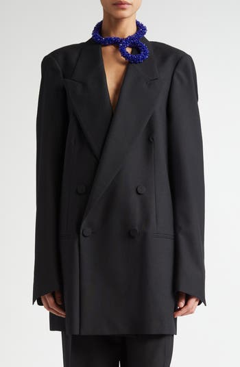 関税/送料込★DRIES VAN NOTEN★Blink check wool oversize jack Dries Van Noten Blink Double Breasted Oversize Wool Toile