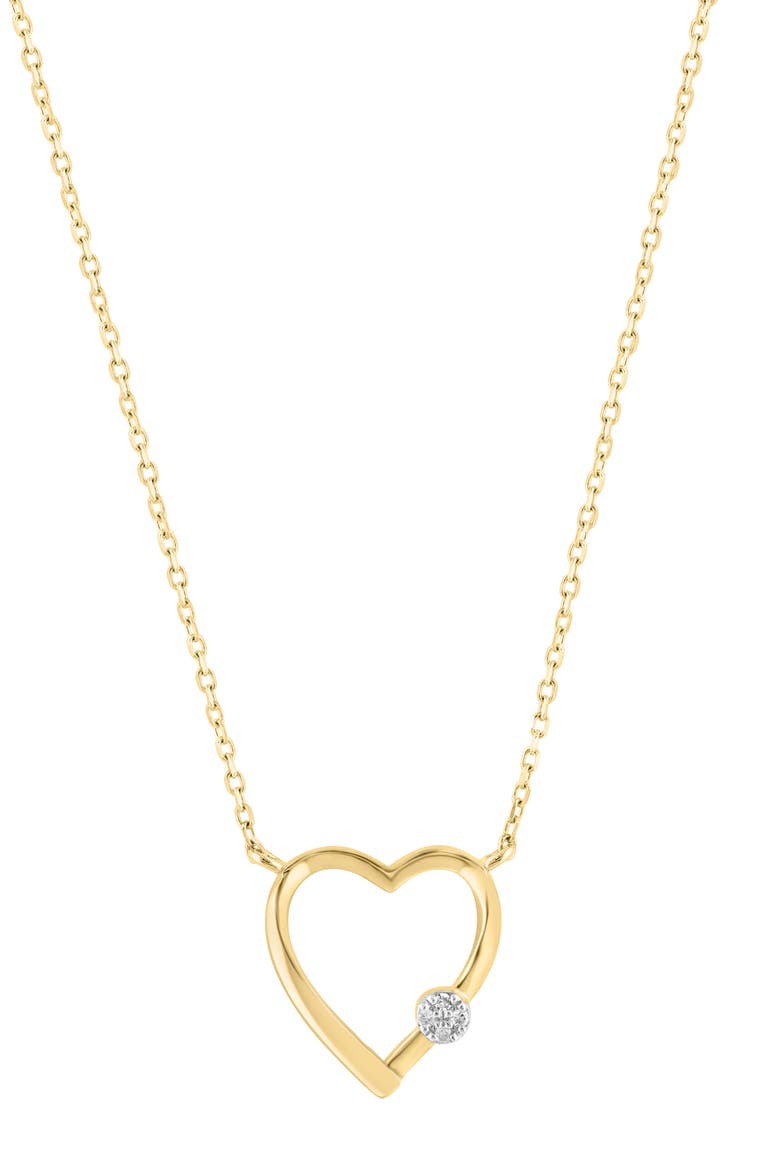 14K Gold Plated Sterling Silver Pavé Diamond Heart Pendant Necklace, Alternate, color, GOLD