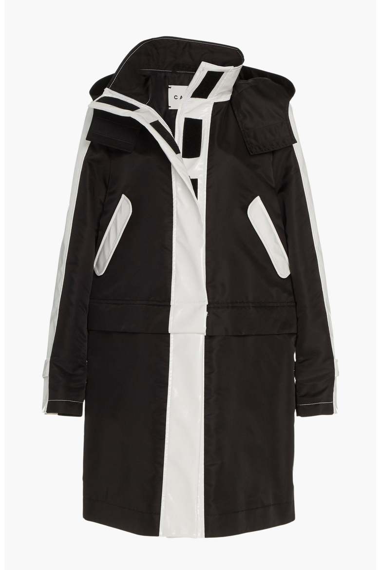 Cotton Water-Resistant Convertible Raincoat, Alternate, color, Black / White