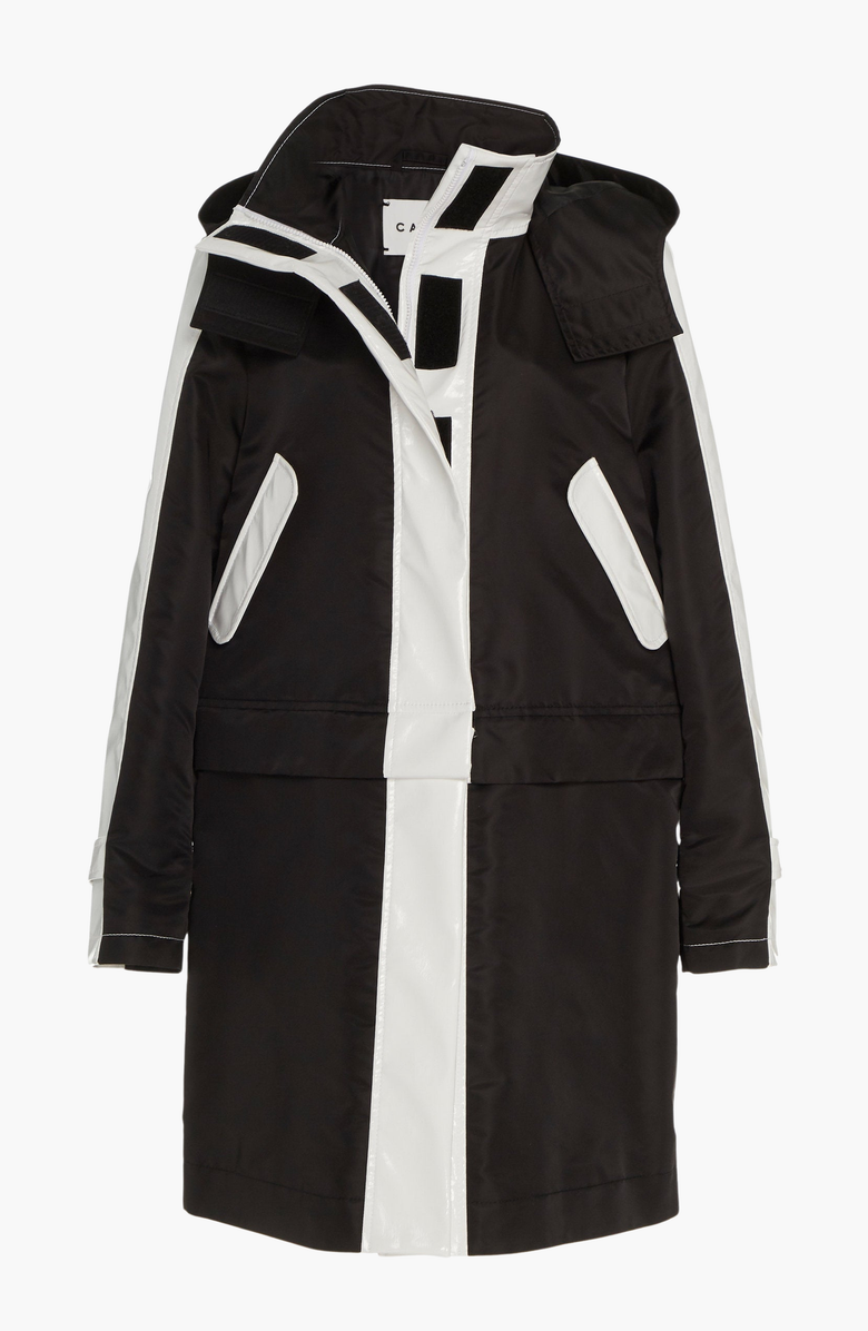 CAALO Water-Resistant Convertible Raincoat, Alternate, color, Black / White