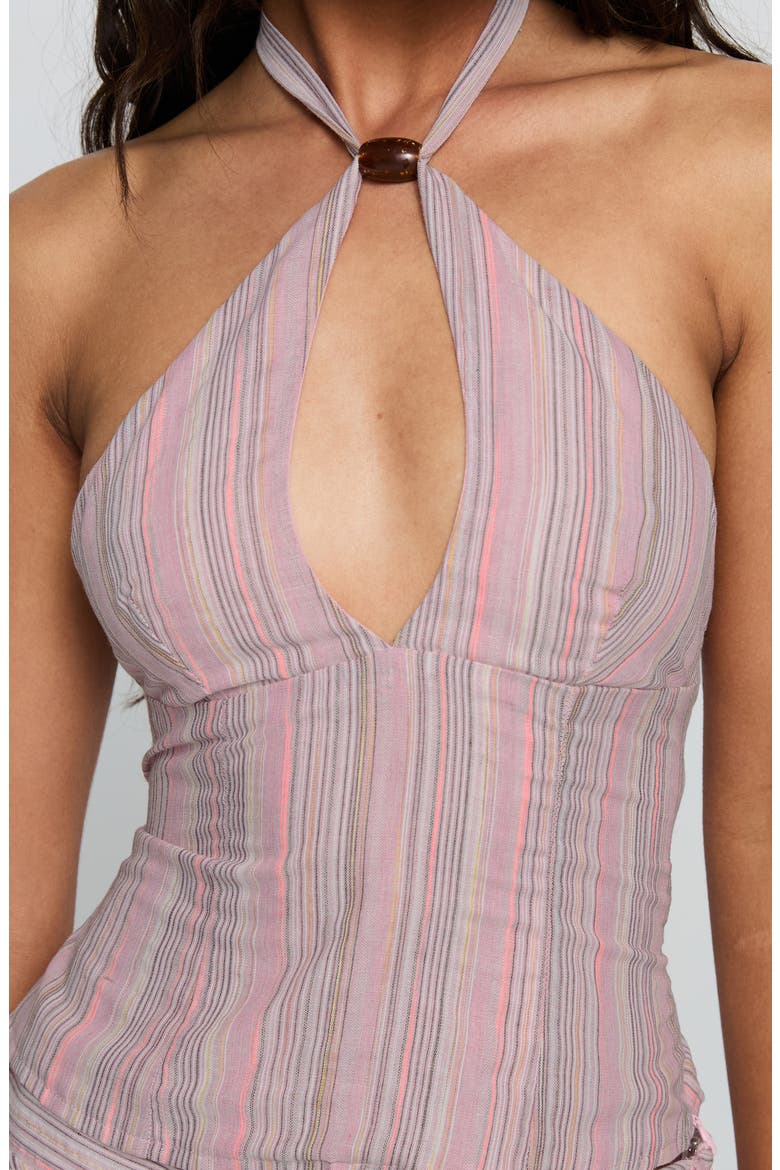 Electric Night Strappy Halter Top, Alternate, color, PINK STRIPE