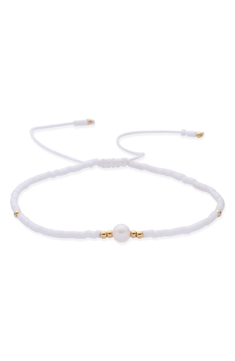 EYE CANDY LOS ANGELES Aojo Set of 5 Beaded Bracelets, Alternate, color, Gold/ White