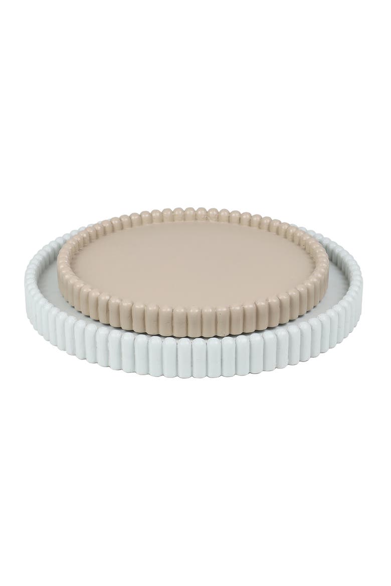 Opulence Modern Minimalist Concrete Fluted Edge Decorative Jewelry Trays, Alternate, color, Pale Blue/Stone
