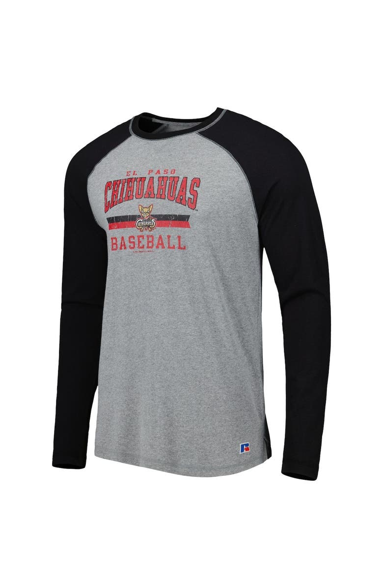 BOXERCRAFT Men's Black/Heathered Gray El Paso Chihuahuas Long Sleeve Baseball T-Shirt, Alternate, color,