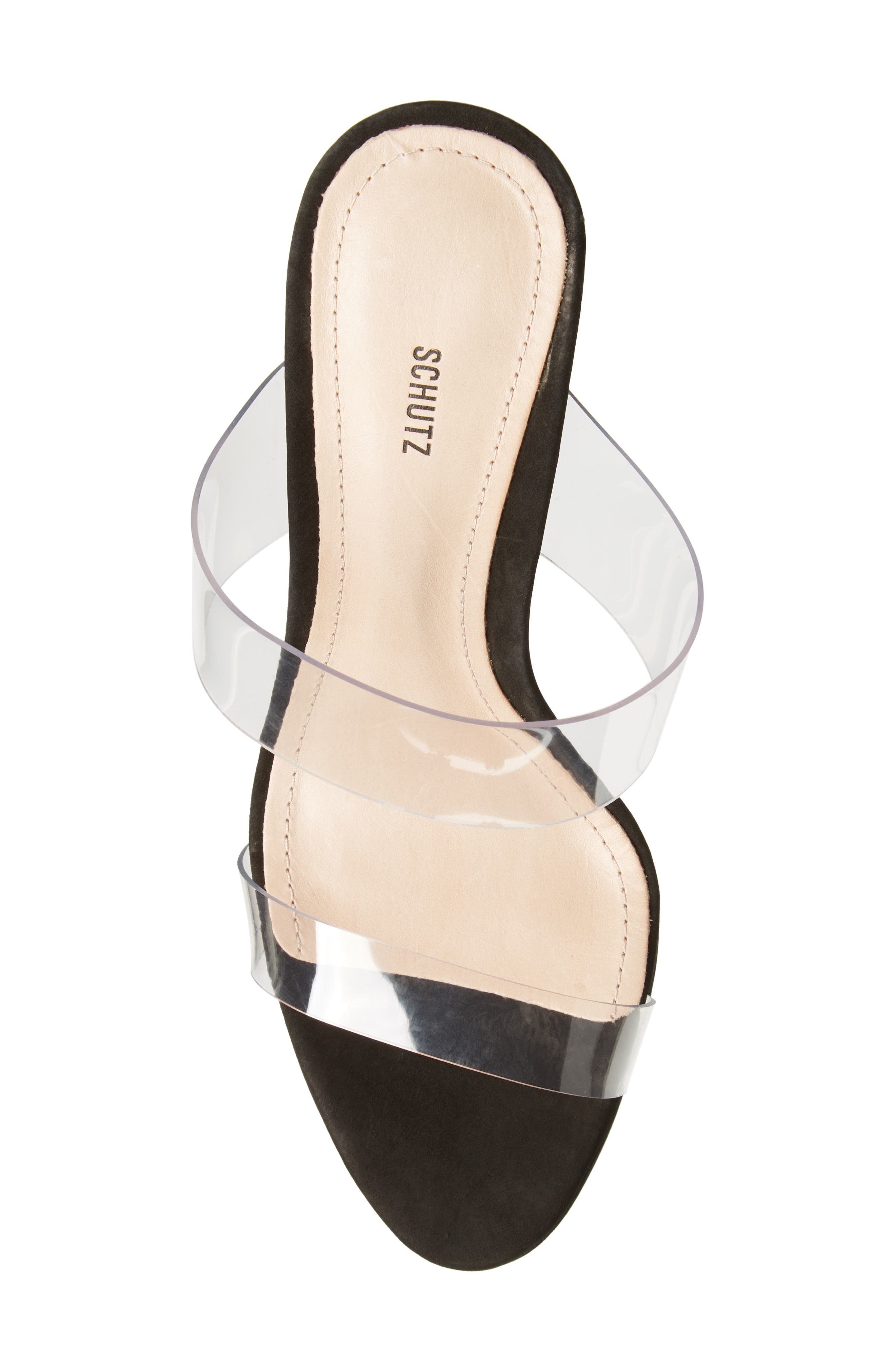 Schutz Ariella Stiletto Sandal, Alternate, color, Black/Transparent Vinyl Fabric