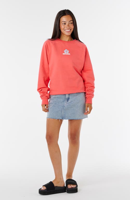 Rip Curl Luxe Surf Puff Logo Crewneck Sweatshirt In Green