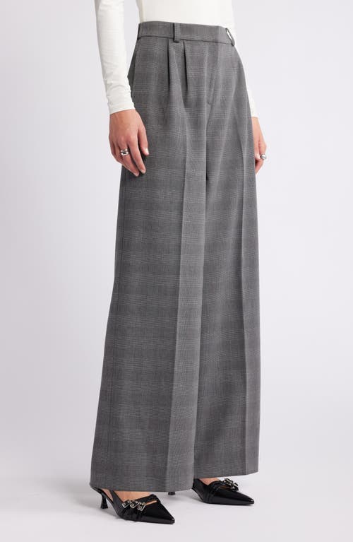 Open Edit Plaid Wide Leg Pants In Grey Glen Plaid