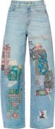Bayeas Print High Waist Barrel Leg Jeans