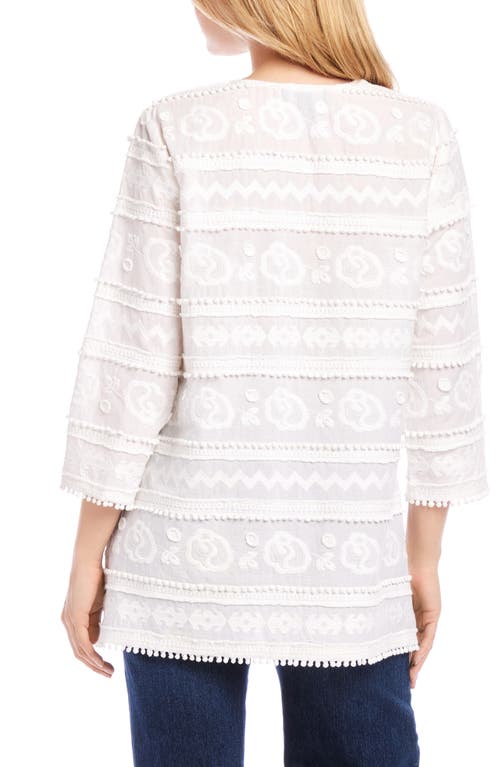 Karen Kane Embroidered Tunic Top In Off White