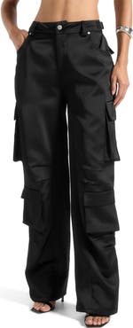 Manière De Voir Emilie Satin High Waisted Cargo Pants