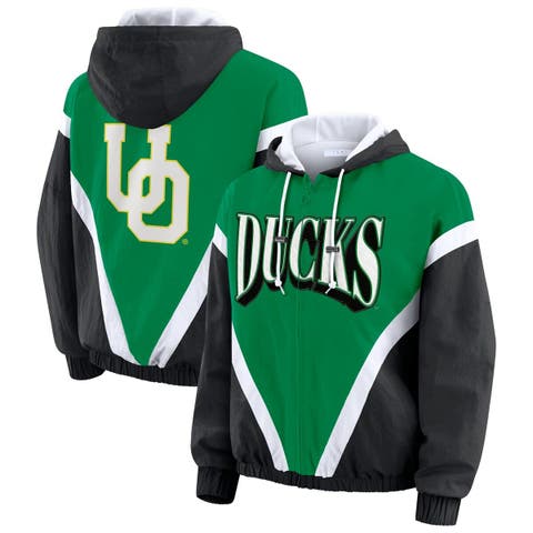 Women's WEAR by Erin Andrews Green/Black Oregon Ducks Colorblock Full-Zip Hoodie Windbreaker Jacket