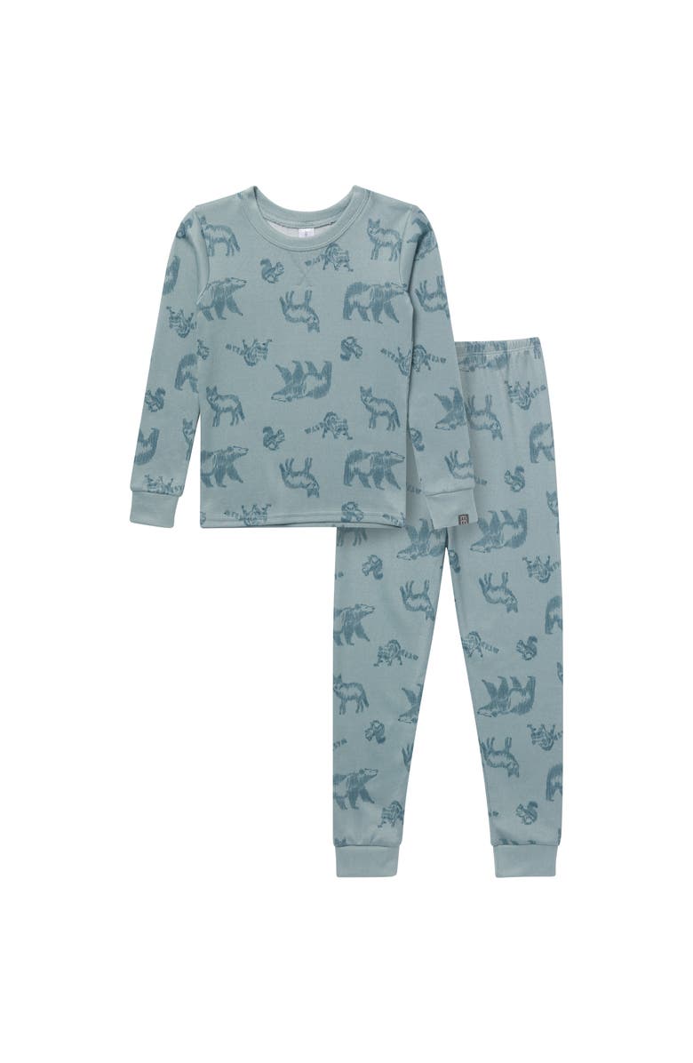 Modern Moments<sup
™</sup
 by Gerber Hacci Sung Fit Footless Pajama Set, Main, color, Blue Animals