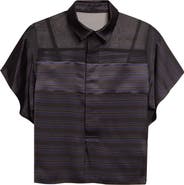 Sacai Short Sleeve Mixed Media Button-Up Shirt