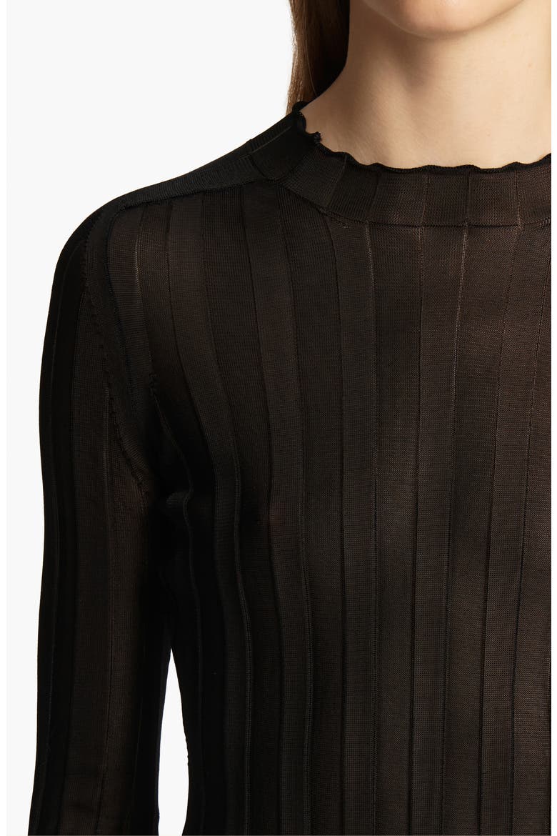 Cosette Sheer Rib Top, Alternate, color, BLACK