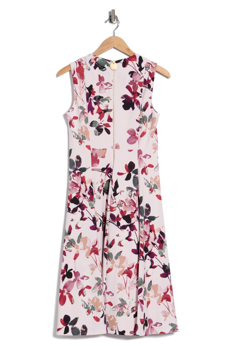 Floral Sleeveless Fit & Flare Midi Dress, Alternate, color, BLUSH MULTI