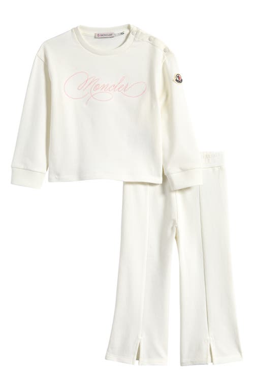 Moncler Kids' Logo Sweatshirt & Split Hem Sweatpants Set In Natural