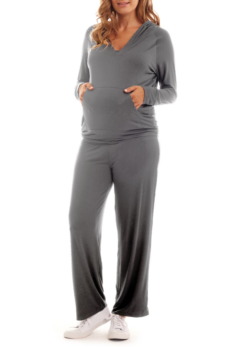 Irene Maternity/Nursing Hoodie & Pants Set, Main, color, CHARCOAL