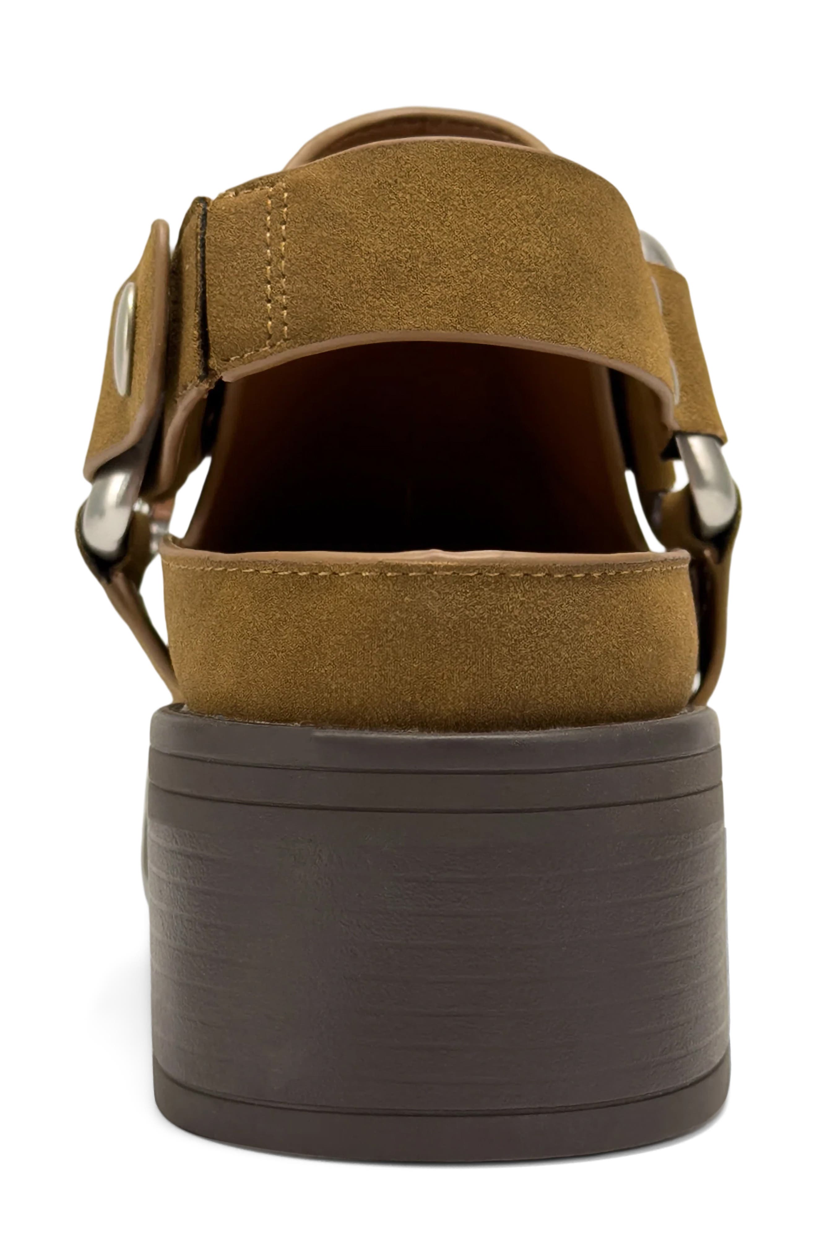 Maya Faux Leather Slingback Bootie, Alternate, color, WALNUT