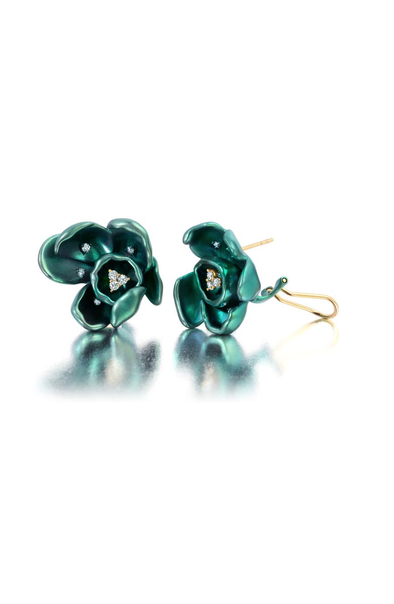 Graziela Green Titanium Orchid Earrings, Main, color, Green