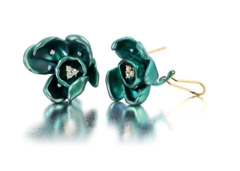 Green Titanium Orchid Earrings