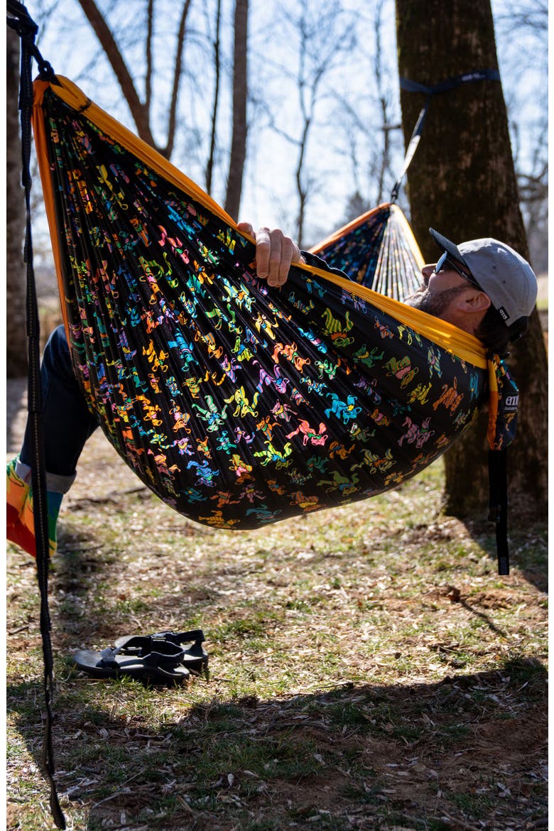 DoubleNest Print Hammock, Alternate, color, HONEY AMBER