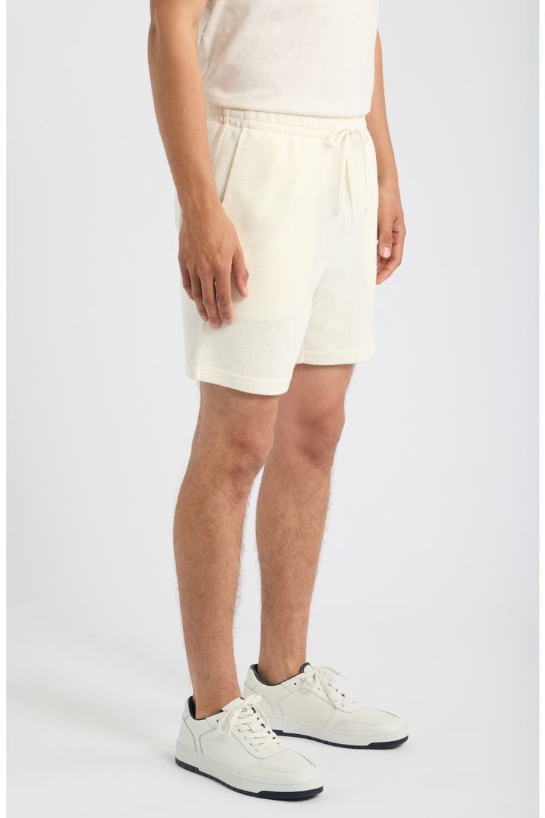 6-Inch Textured Pointelle Drawstring Shorts, Alternate, color, PALE CREAM