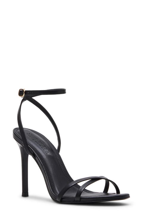 Laura Diamond Ankle Strap Stiletto Sandals - Black
