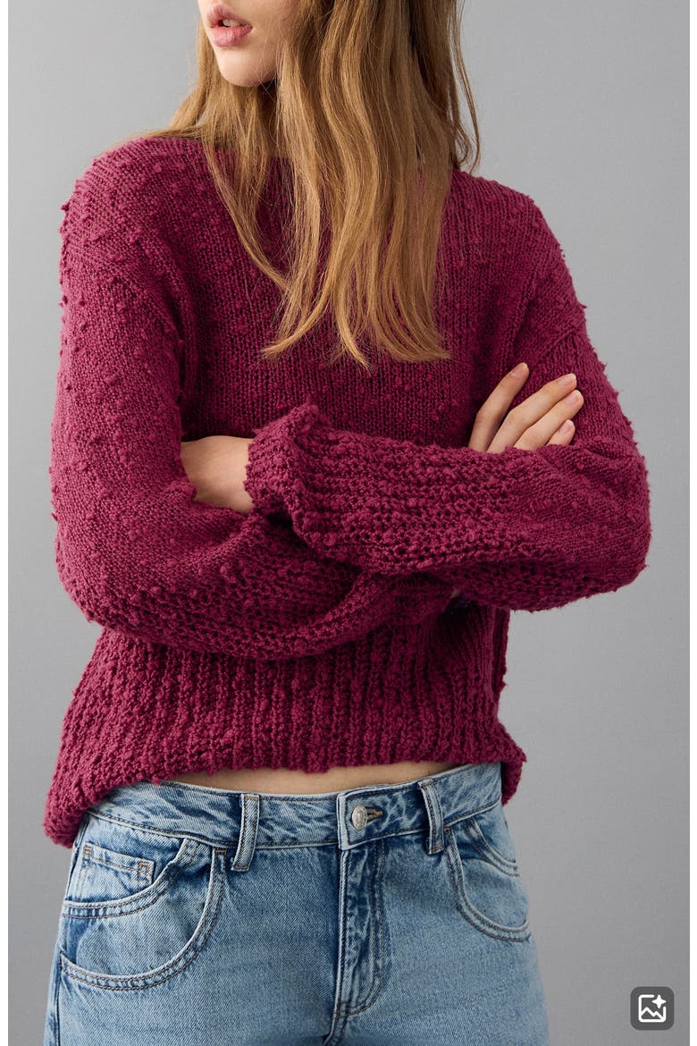 Nubby Oversize Cotton Blend Sweater, Main, color, CHERRY