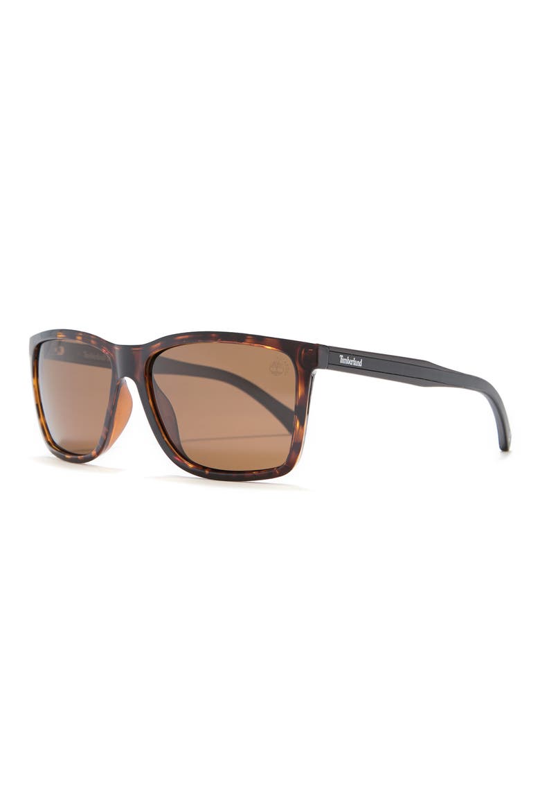 57mm Injected Polarized Square Sunglasses, Alternate, color, DHAV/ BRNPZ