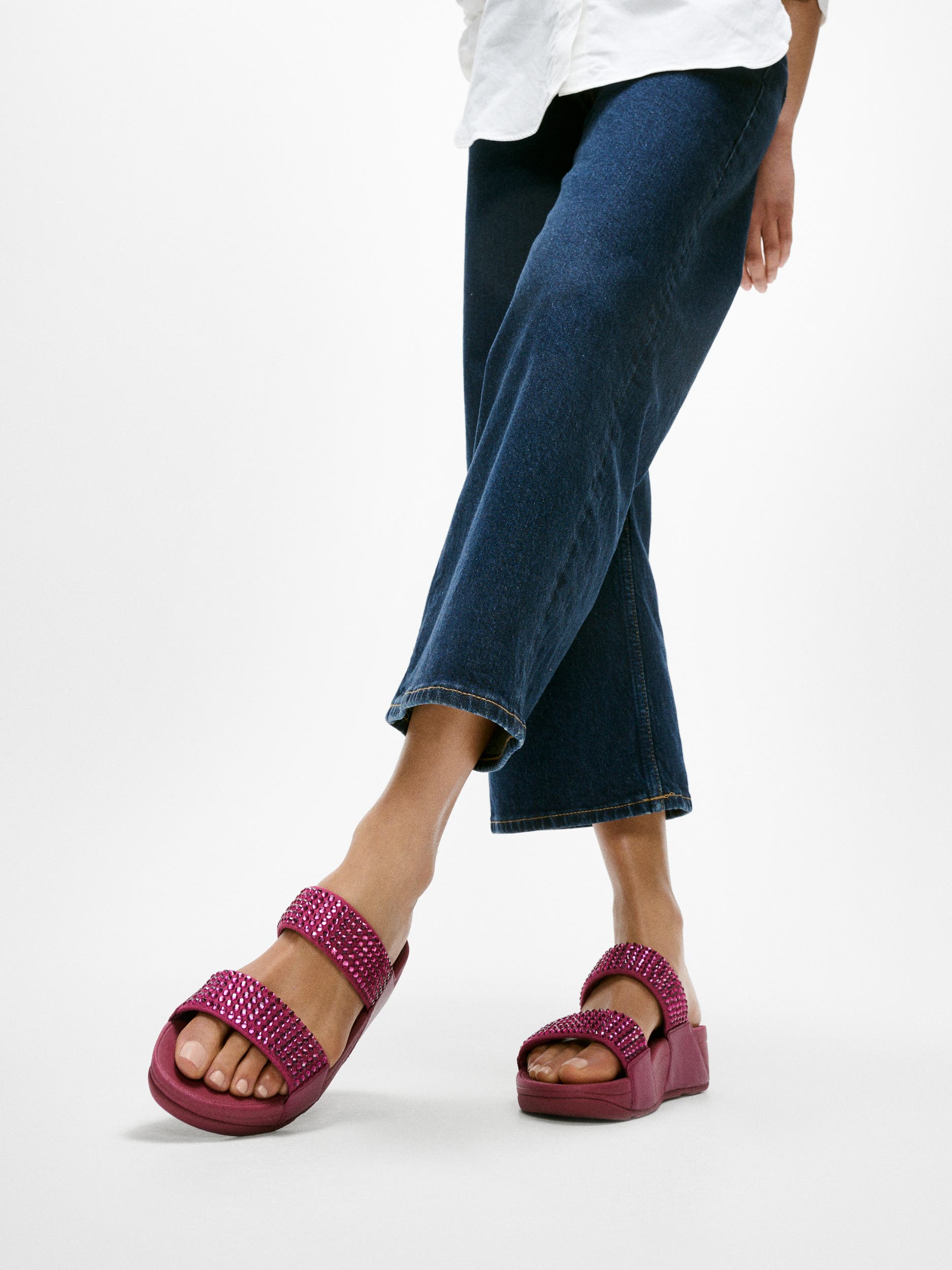 Lulu Maxi-crystal two-bar slides, Alternate, color, Ruby