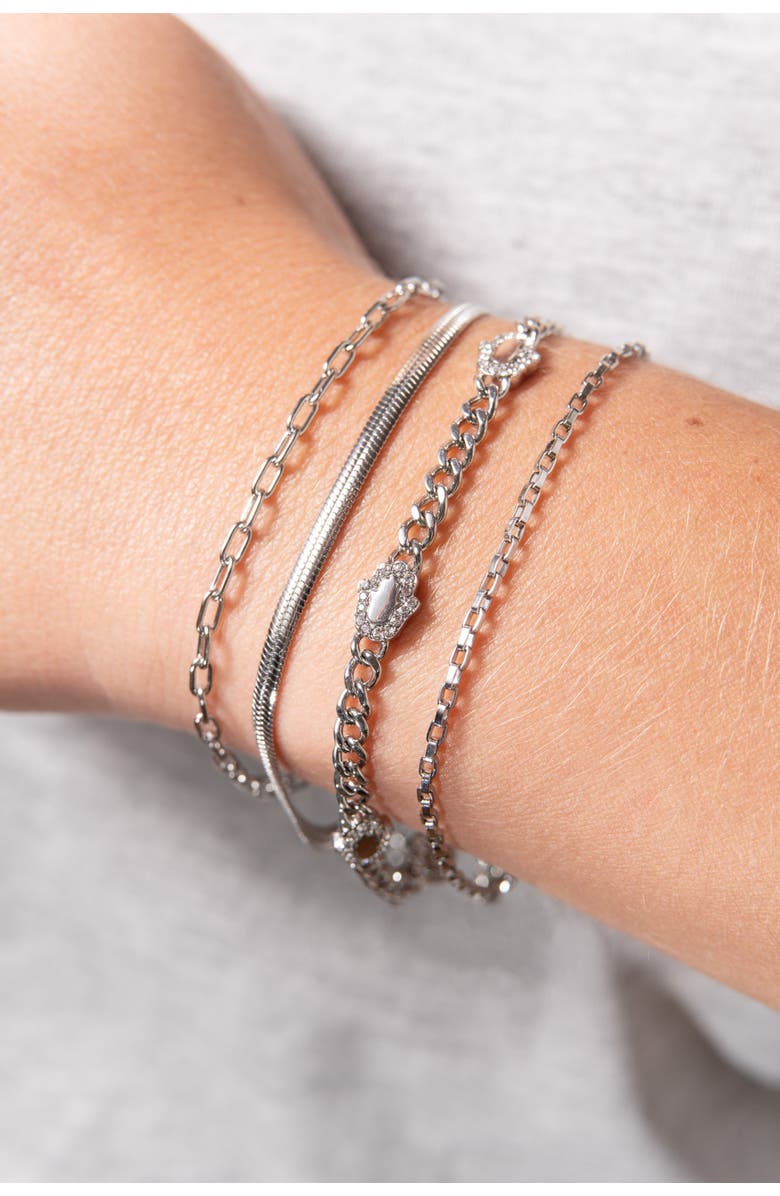 Alex and Ani Hamsa Curb Chain Bracelet, Alternate, color, Silver