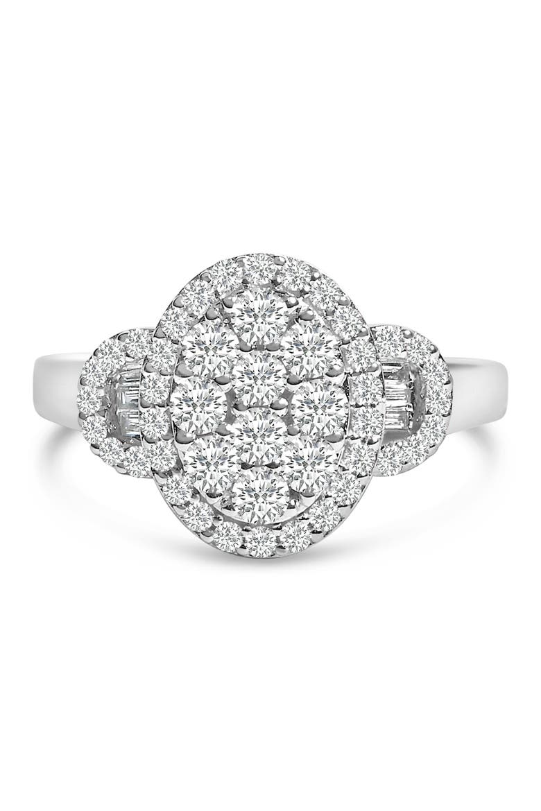 10K Gold 1.0 Cttw Diamond Halo Vintage Inspired Statement Ring, Main, color, White Gold