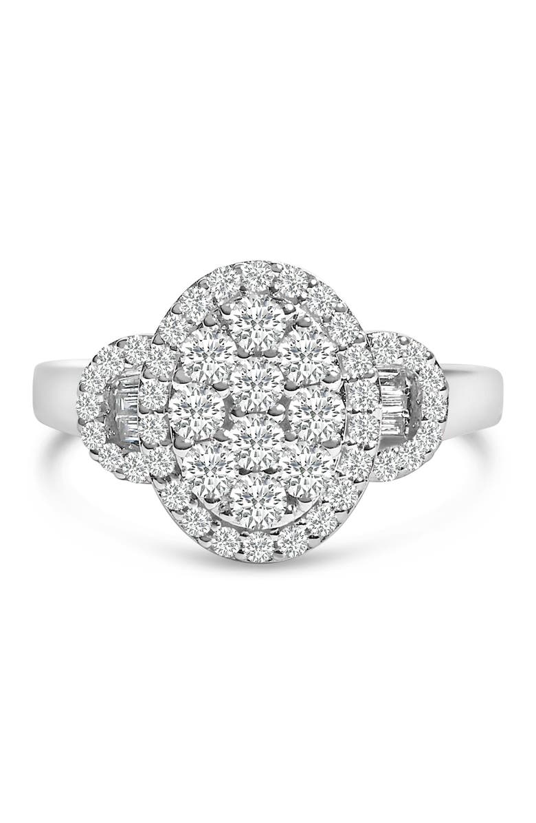 Haus of Brilliance 10K White Gold 1.0 Cttw Diamond Oval Cluster with Halo Vintage-Inspired Ring, Main, color, White