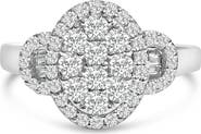 Haus of Brilliance 10K White Gold 1.0 Cttw Diamond Oval Cluster with Halo Vintage-Inspired Ring