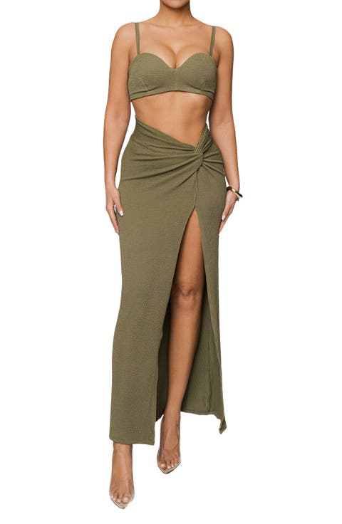 Deidra Draped Bra Top & Skirt Set