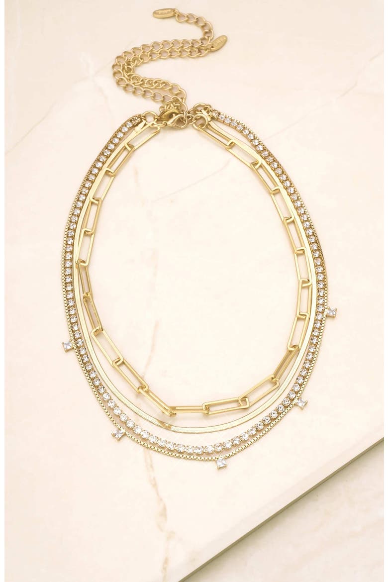 Set of 4 Crystal & Chain Link Necklaces, Alternate, color, GOLD