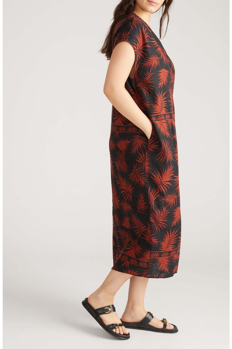 Cabana Linen Blend Caftan Dress, Alternate, color, BOHEM PRINT