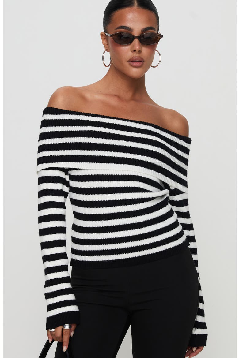 Danyel Off the Shoulder Striped Sweater, Alternate, color, MULTI