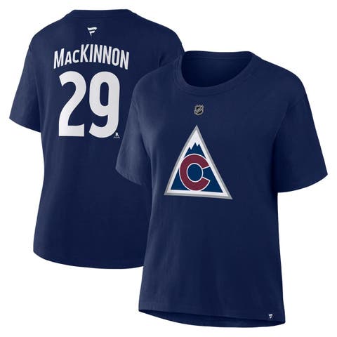 Women
s Fanatics Nathan MacKinnon Navy Colorado Avalanche Authentic Stack Name 
Number T-Shirt