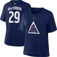 FANATICS Women's Fanatics Nathan MacKinnon Navy Colorado Avalanche Authentic Stack Name & Number T-Shirt