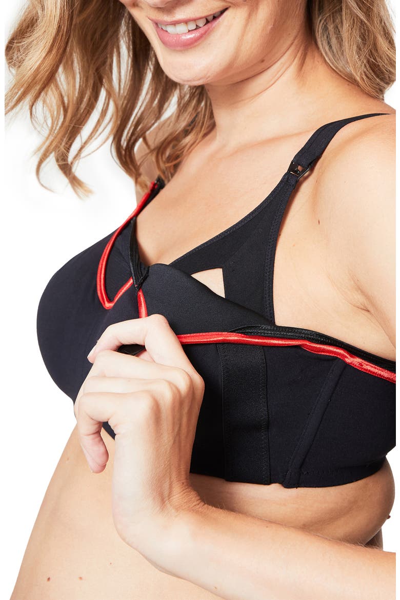 Orange Zest Contour Underwire Nursing Sports Bra, Alternate, color, BLACK